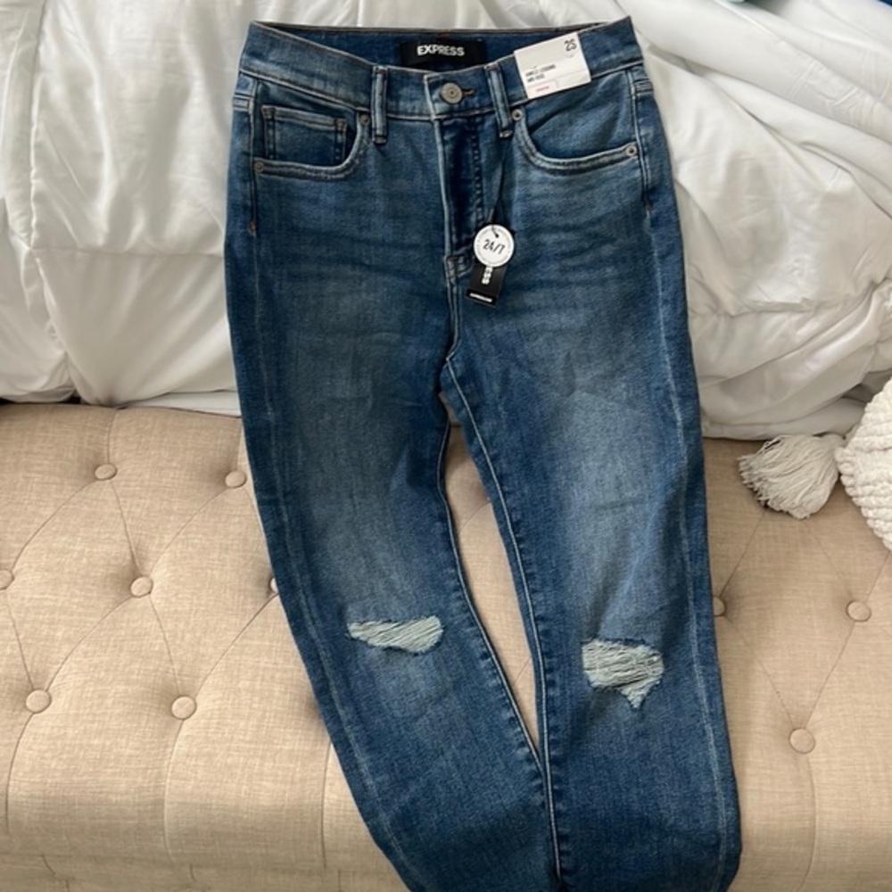 Express Ankle Legging Mid Rise Jeans (Short)